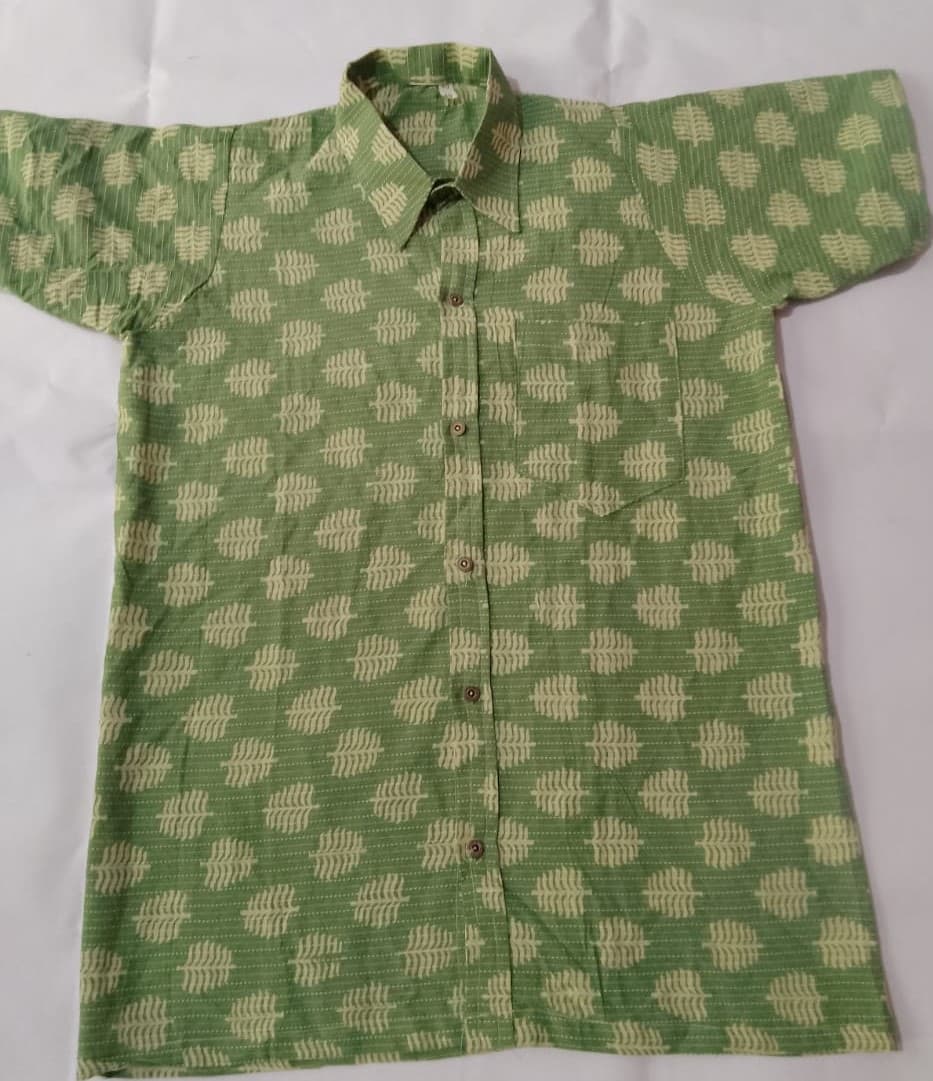 Muddy Green Pure Handloom Cotton Ajrakh Kurta From Bengal