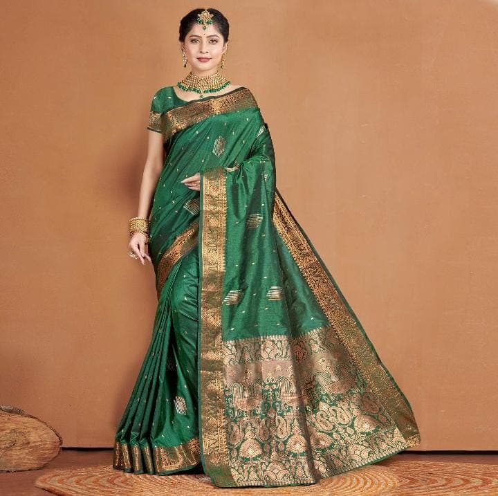 Green Buti Design Banarasi Silk Saree