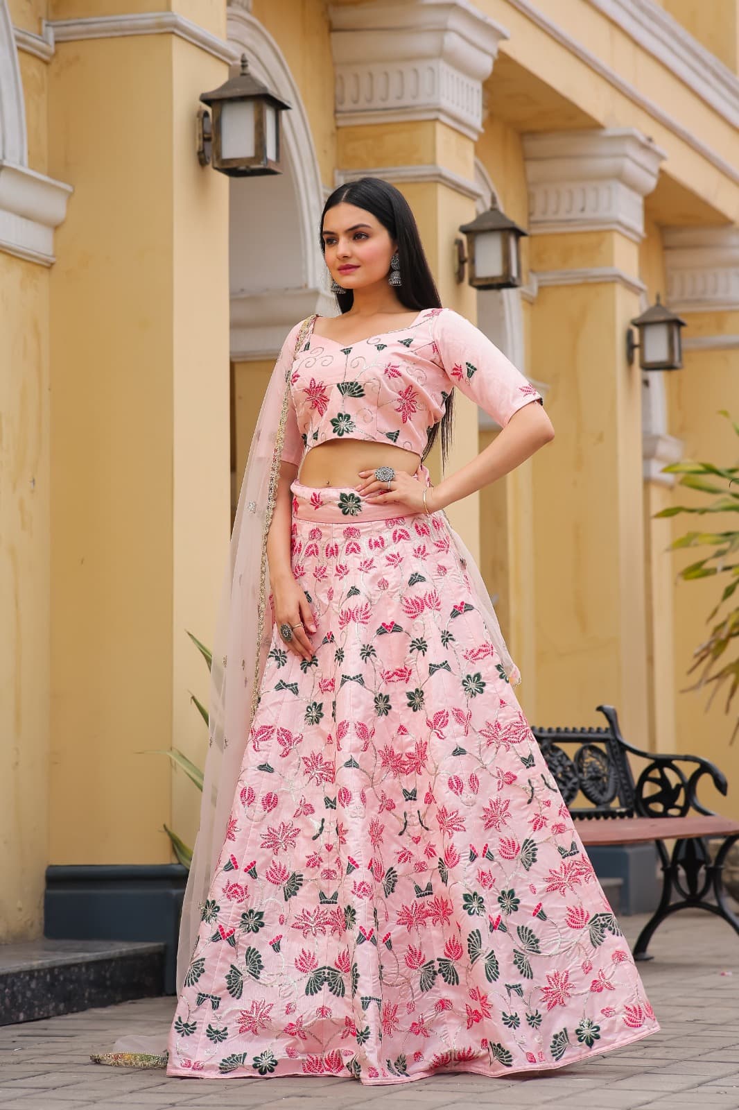 Baby Pink Color Silk Embroidery Work Lehenga Choli